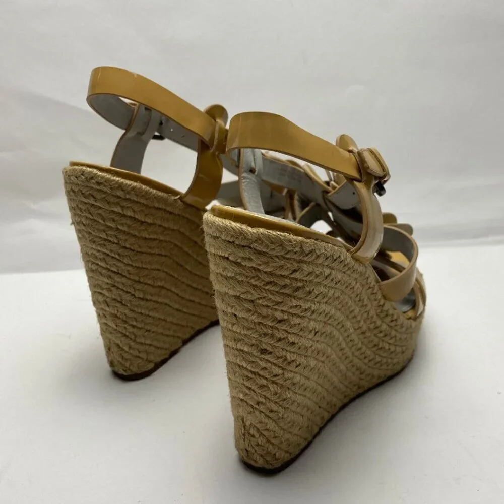 VERA WANG Beige Floral Espadrille Wedge Platform Sandals Size 9.5